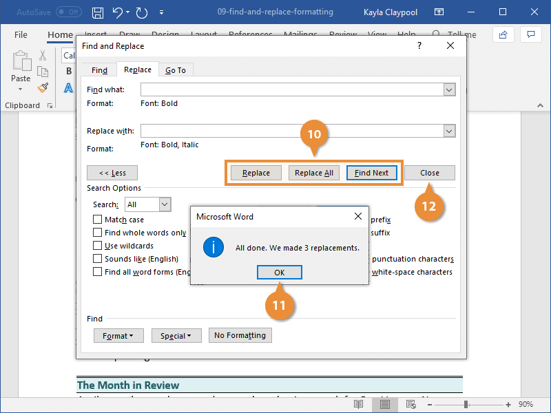 Find and Replace Text Formatting