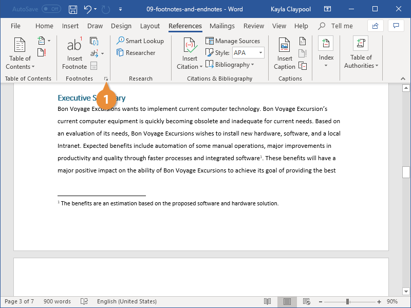 Modify Footnote and Endnote Properties