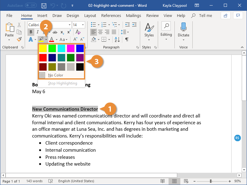 customize text highlight colors in word