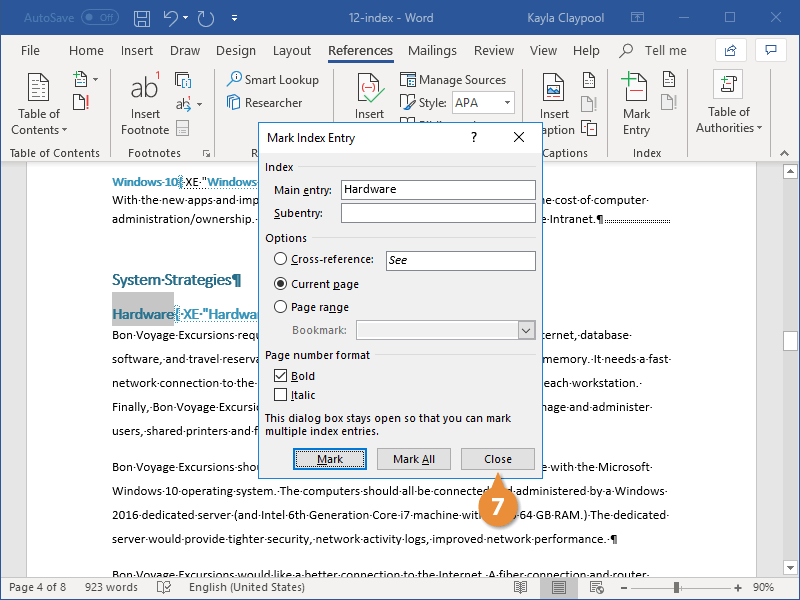 index assignment in word