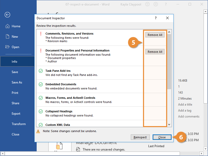 Inspect a Document Advanced