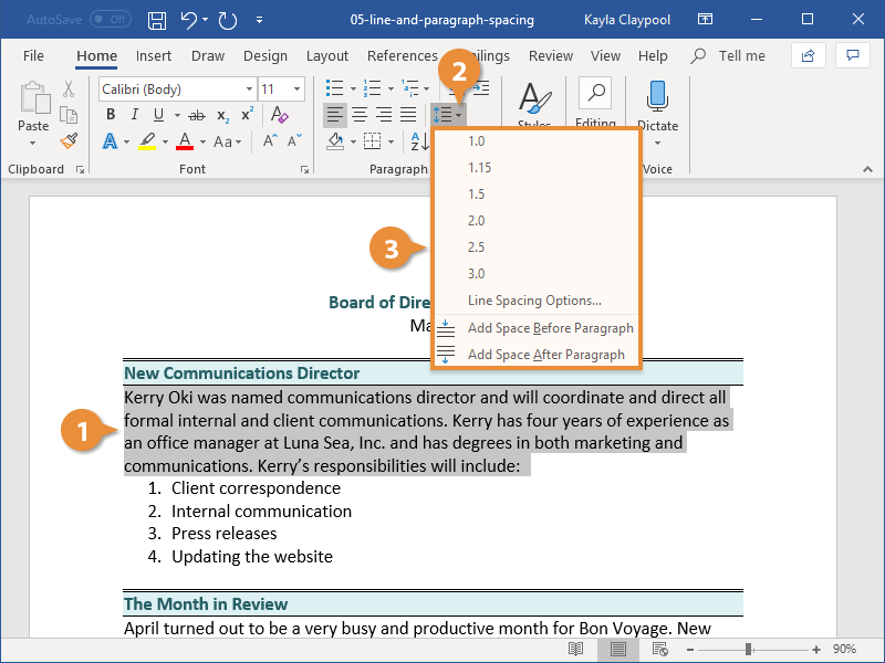 How to change line spacing on word