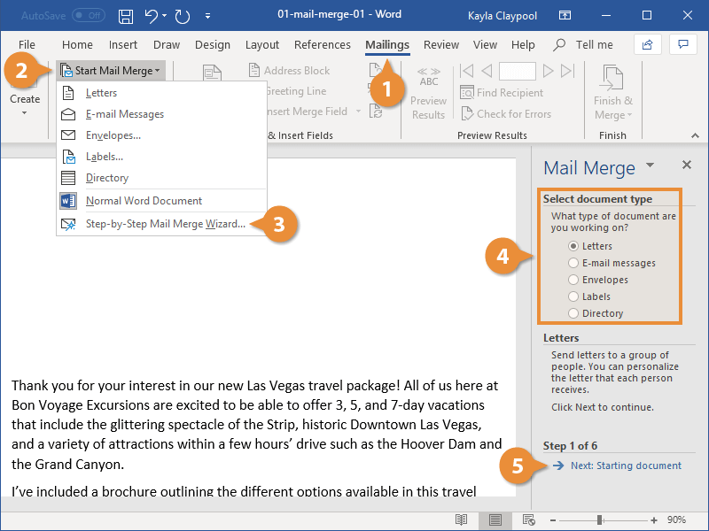 how do you use mail merge in ms word