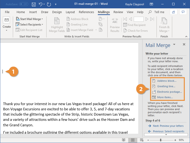 ms word mail merge from excel