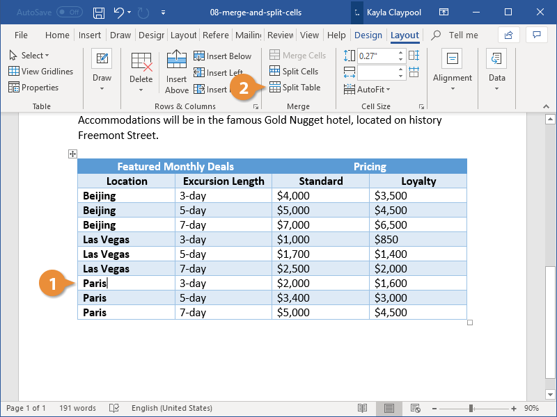 Split a Table