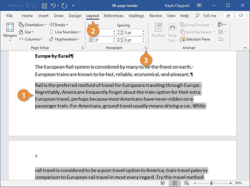 Use Paragraph Line and Page Breaks