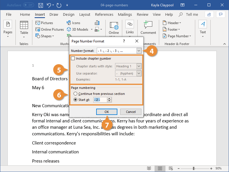 Format Page Numbers