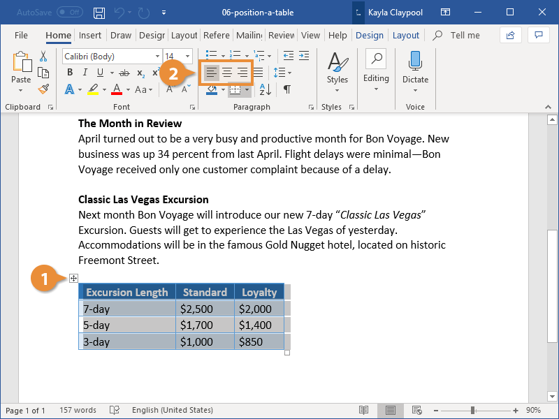 Align a Table