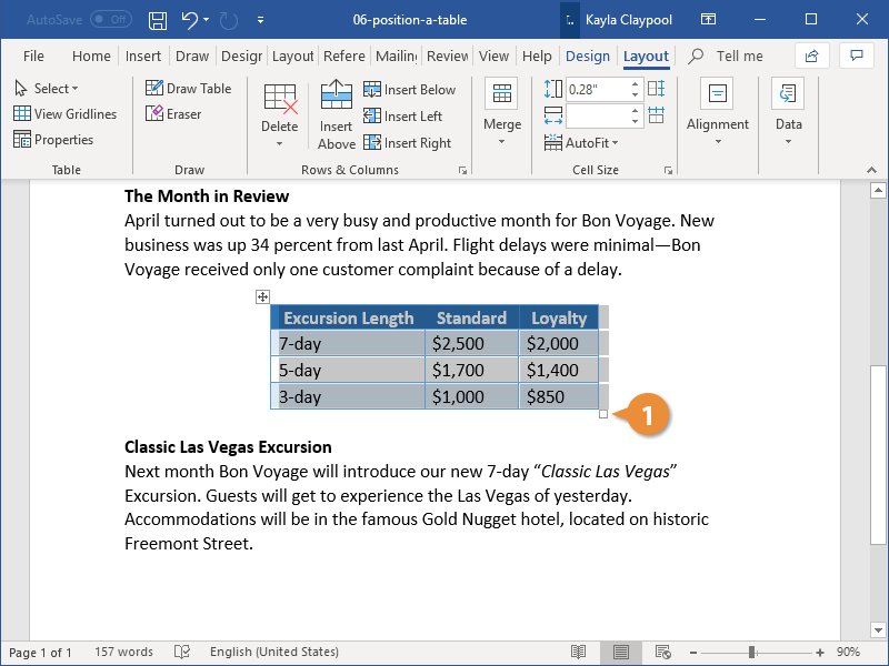 Resize a Table