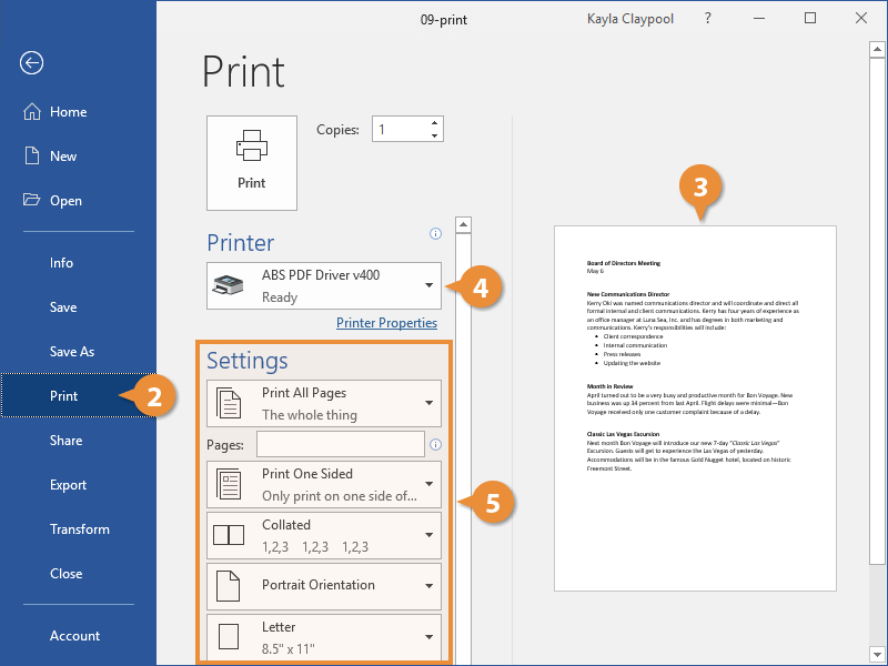 Mellemøsten puls Række ud How to Print in Word | CustomGuide