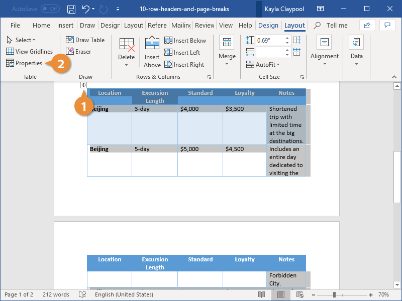 Adjust Page Break Options