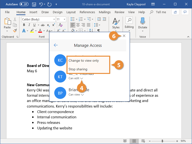 Manage Access to a Document