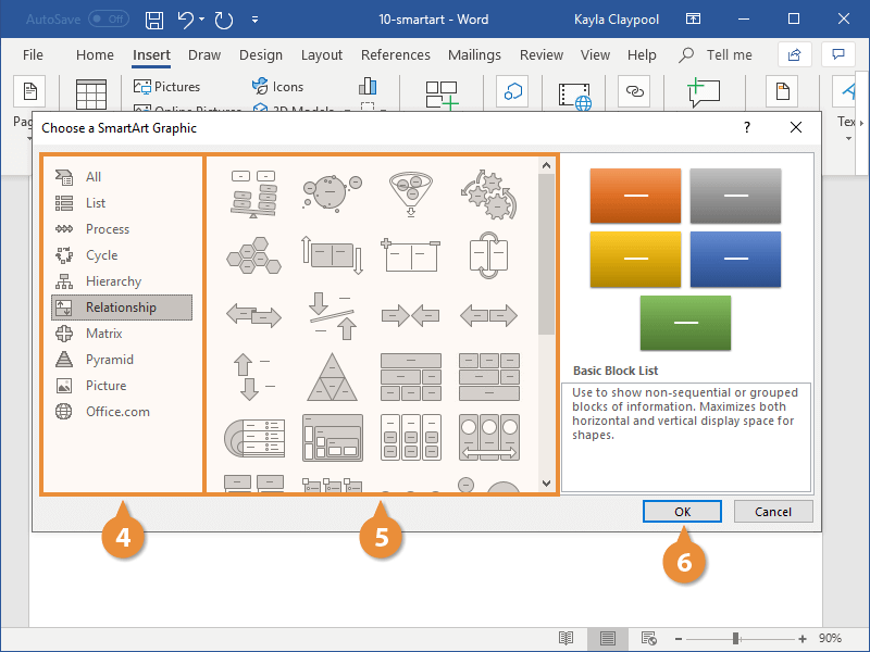 Insert SmartArt Diagrams