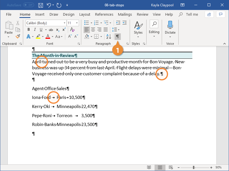 Enable Formatting Marks and the Ruler