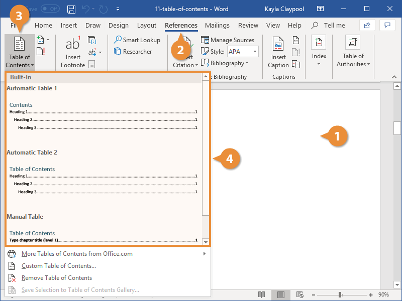 Table of Contents in Word | CustomGuide