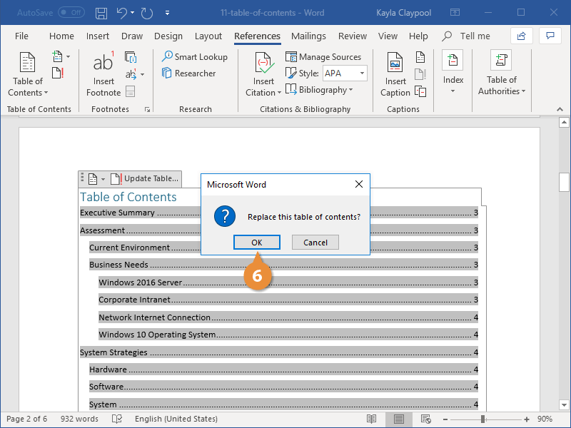 Customize a Table of Contents