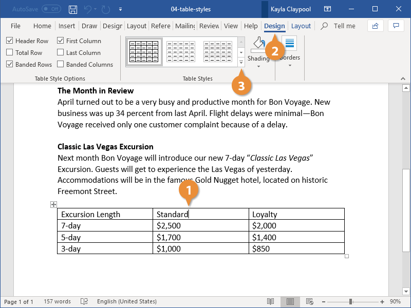 Apply a Table Style