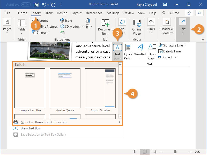 How To Insert A Text Box In Word Customguide