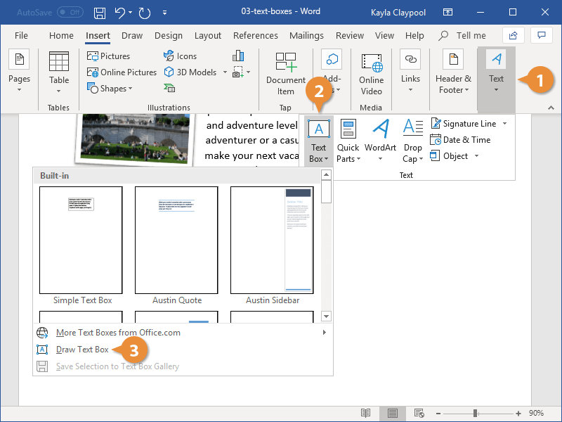 how to add text to image in word with translucent text box