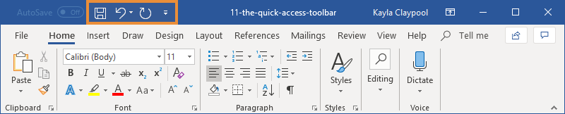 The Quick Access Toolbar