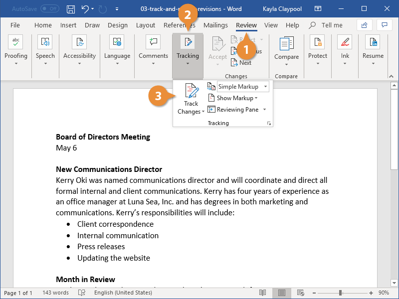 Track Changes In Word CustomGuide