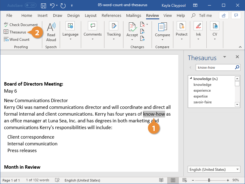 review word count
