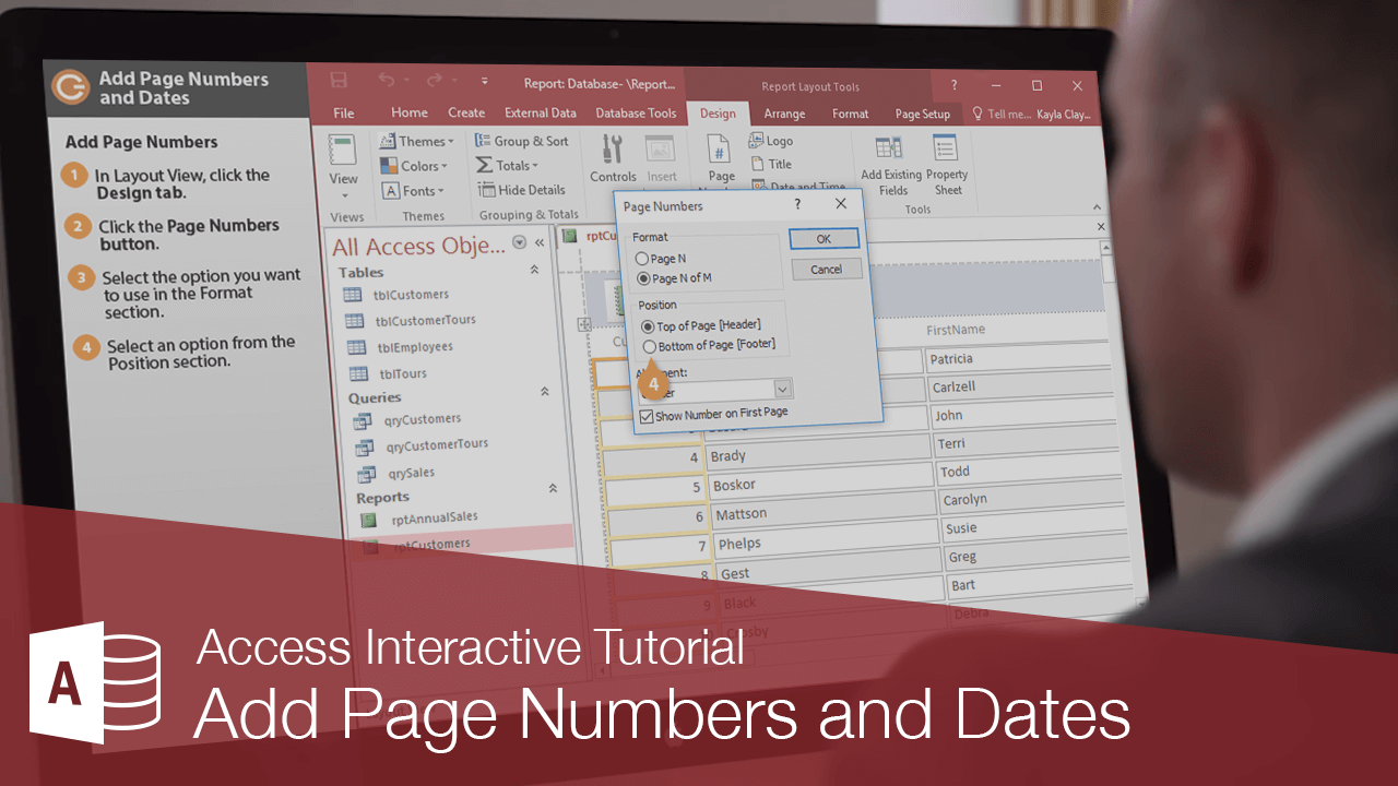 Add Page Numbers and Dates