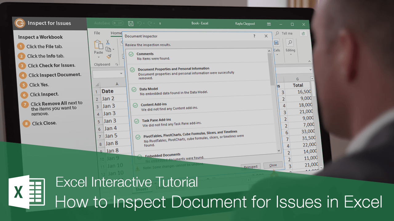 How to Inspect Document for Issues in Excel