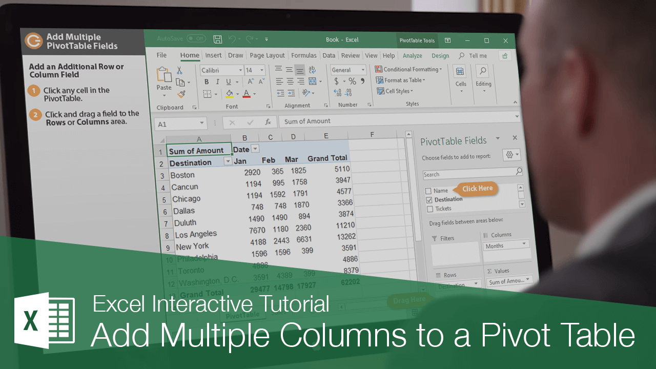 Add Multiple Columns to a Pivot Table