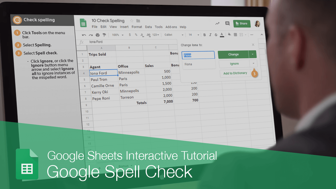 Google Sheets Spell Check