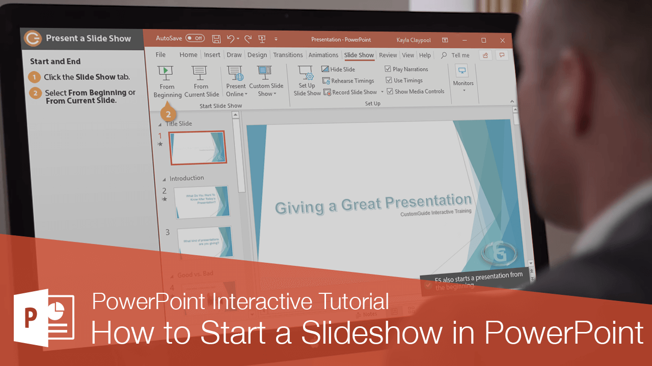 how to start slide show of a presentation