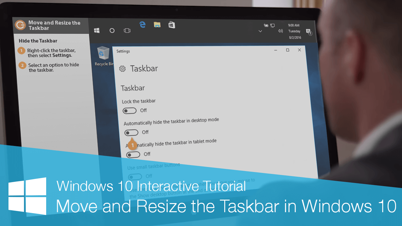 Move and Resize the Taskbar  in Windows 10