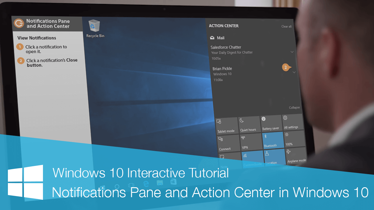 Notifications Pane And Action Center In Windows 10 Customguide