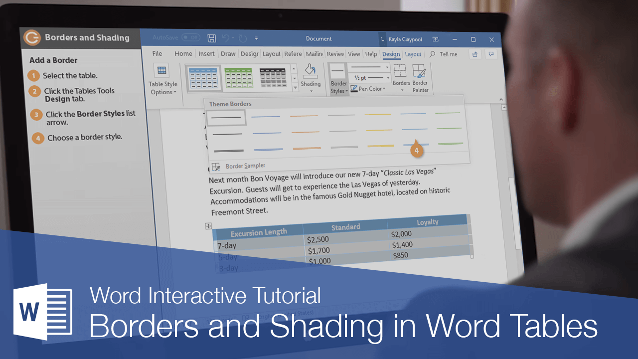 How to Design Table by Borders Style Colors on Microsoft Word