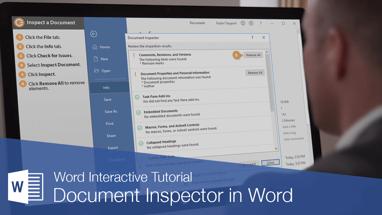 how to use document inspector in excel