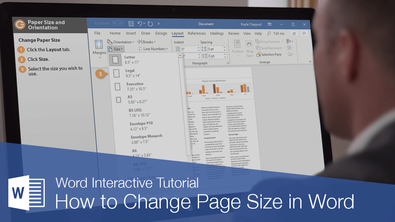 how to change document size in word