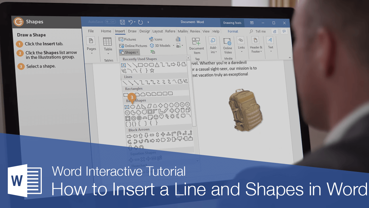 How to Insert a Line and Shapes in Word  CustomGuide