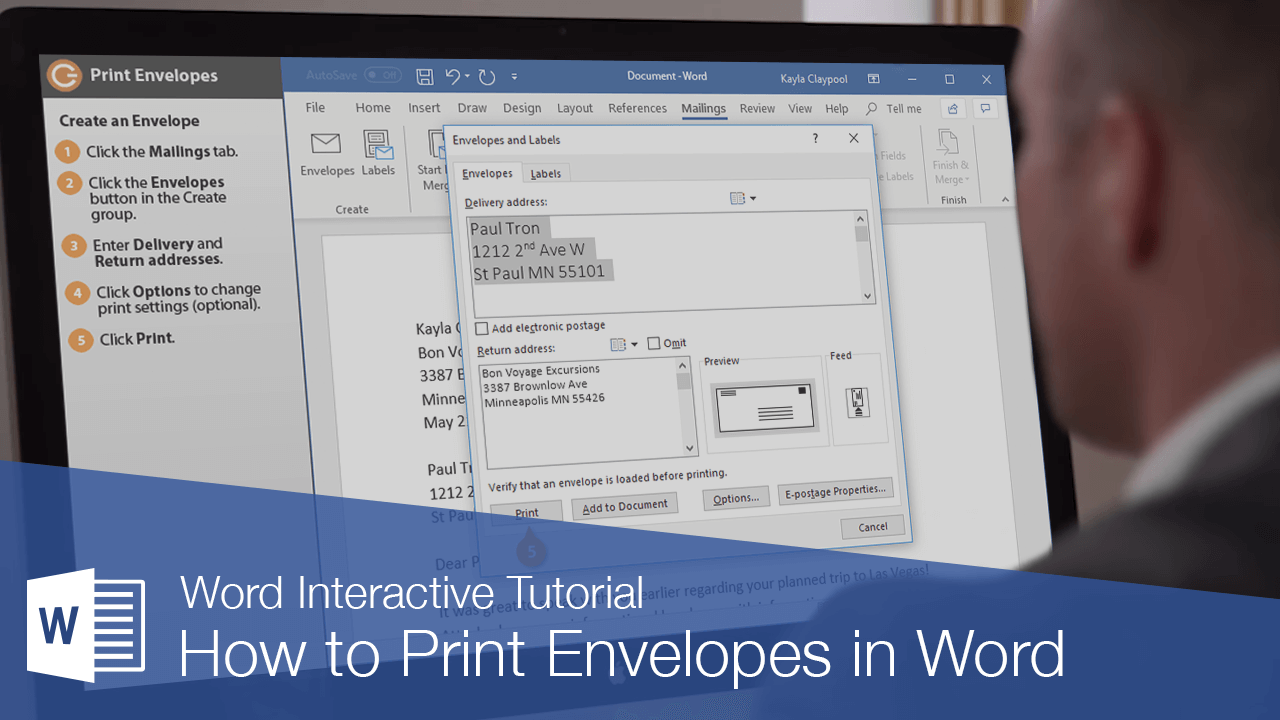 how print an envelope in word