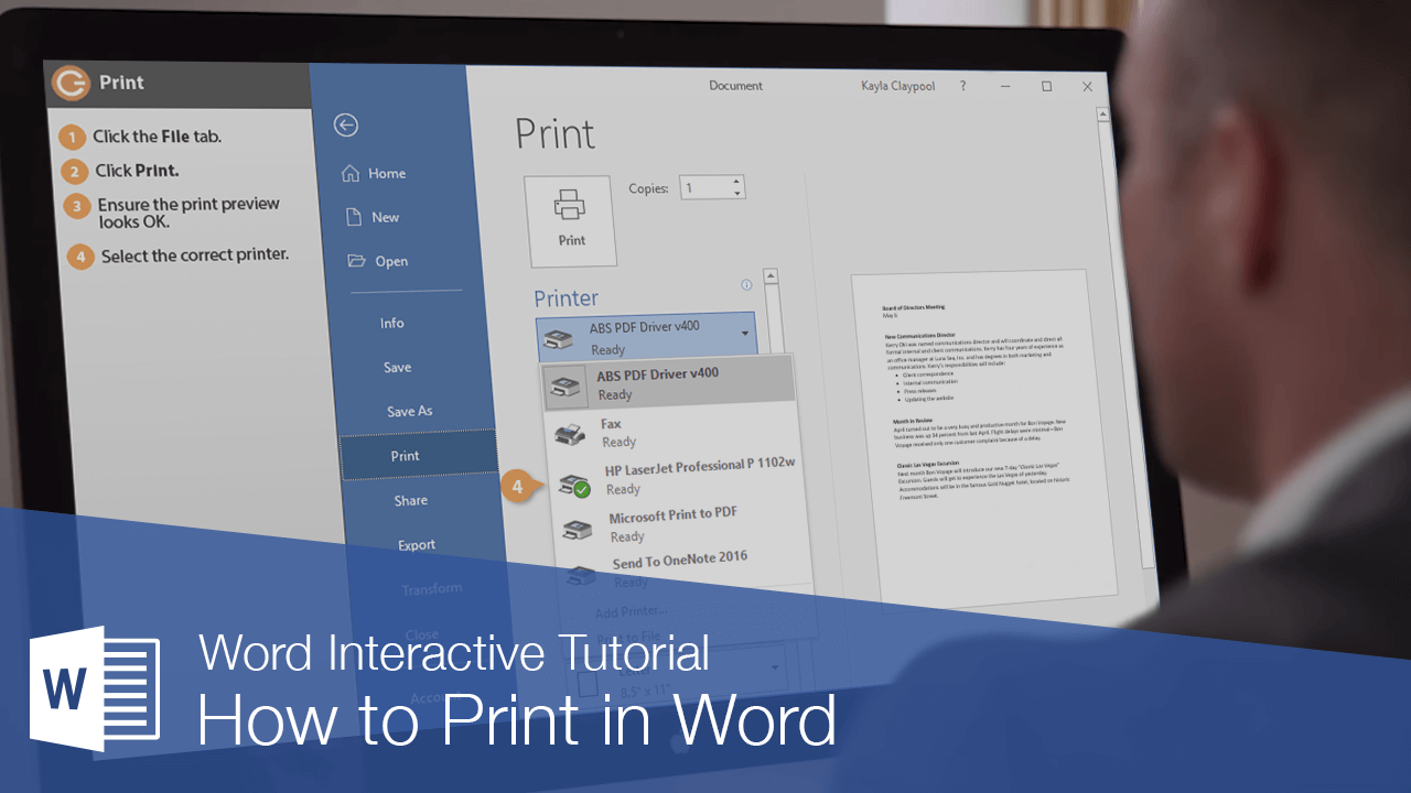 Mellemøsten puls Række ud How to Print in Word | CustomGuide