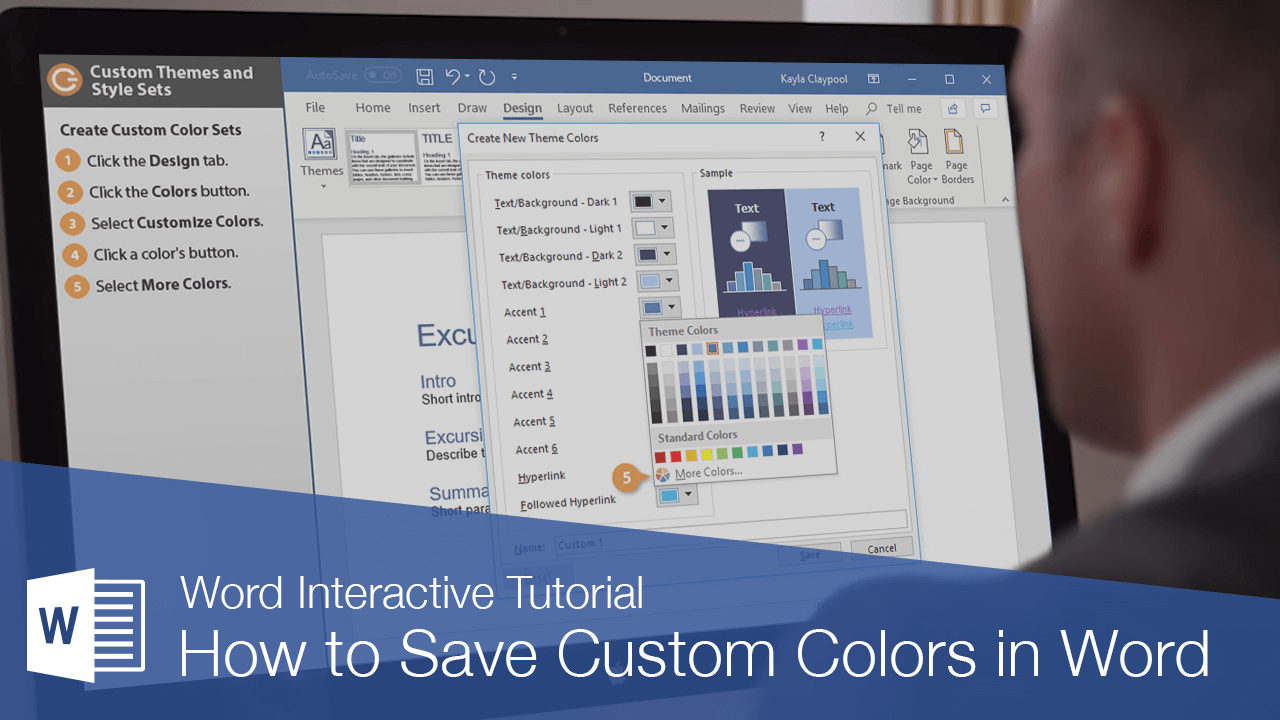 How to Save Custom Colors in Word  CustomGuide Throughout Button Template For Word