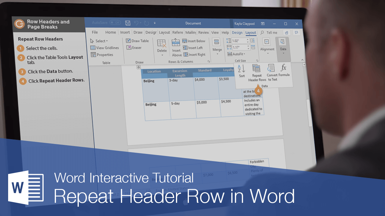 insert new header row in word table