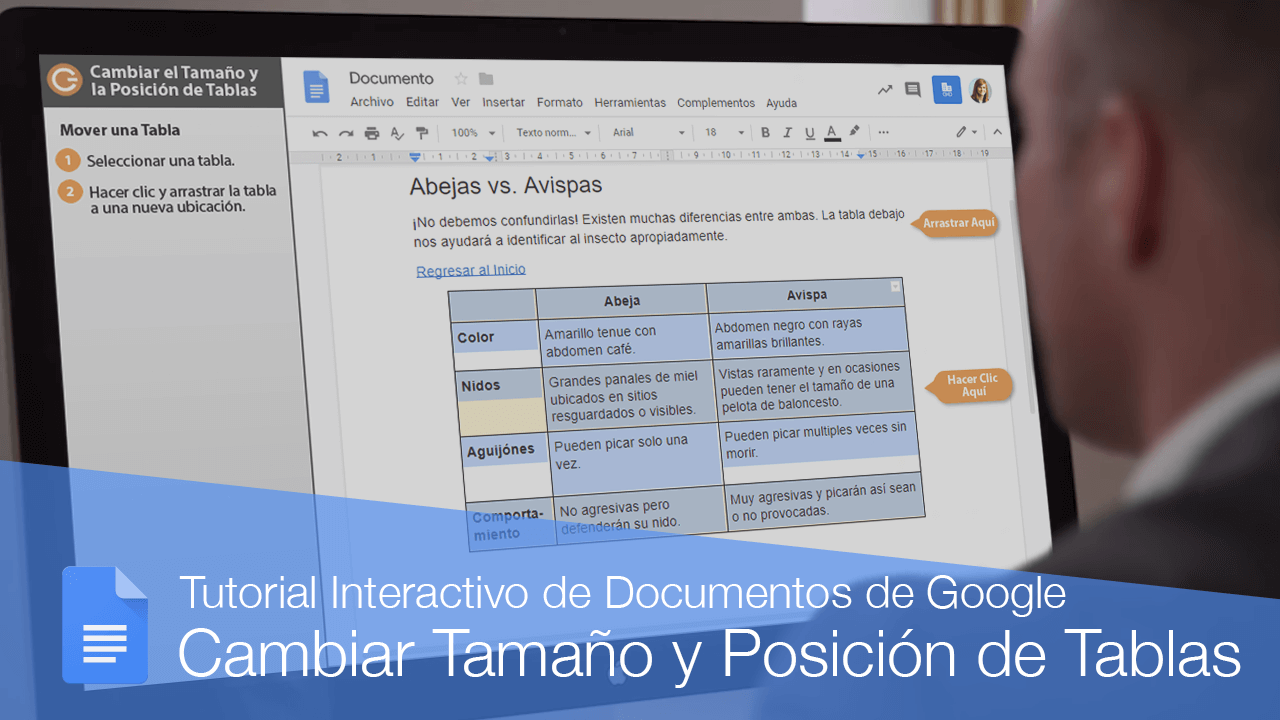 Cambiar el Tamaño y la Posición de Tablas