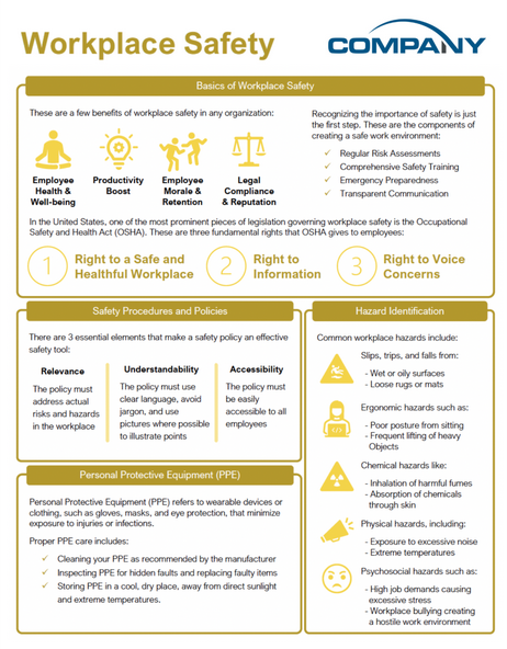 Workplace safety quick reference